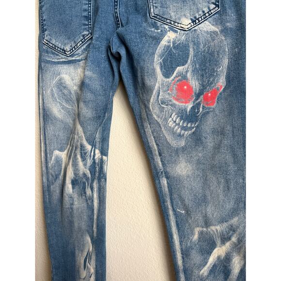 CBDAO Other - Painted Skull Jeans Mens 34Wx30L Denim Gothic Grunge Scream Rave Skater Emo